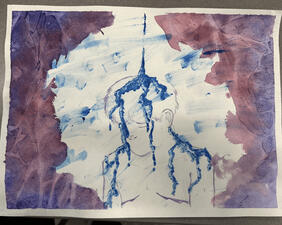 &quot;Water&quot; watercolor, acrylic paint, colored pencil on paper