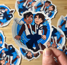 Sticker of the characters Jayce and Viktor from Arcane