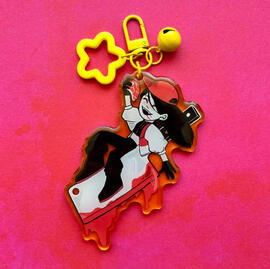 Acrylic charm with epoxy front and yellow decorative clasp
