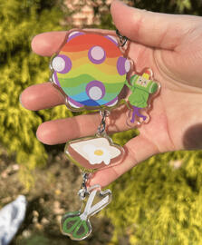 Connected acrylic charm with epoxy front and star clap