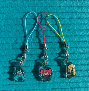 Acrylic charm set with epoxy front and phone strap
