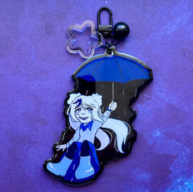 Acrylic charm with epoxy front and black decorative clasp