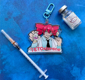 Acrylic charm with epoxy front and light blue clasp