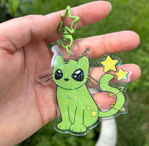 Acrylic charm with star holo pattern