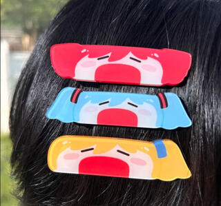 Acrylic hair clips with metal backings